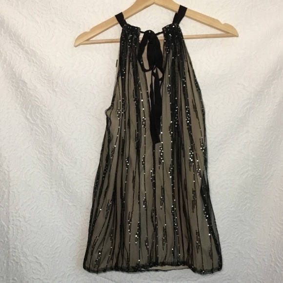 ROBERT Rodriguez Black Label Womens Black Nude Beaded Blouse Top Size 0 - Picture 9 of 13